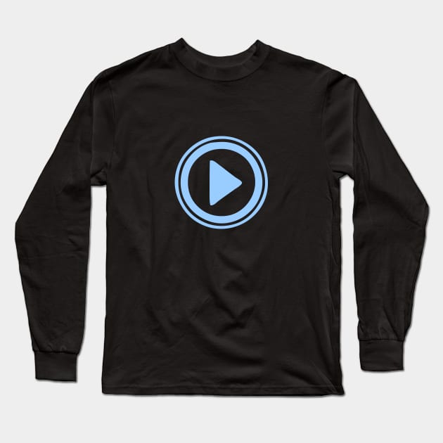 Blue Play button. Just click me, please! Long Sleeve T-Shirt by Rabarbar